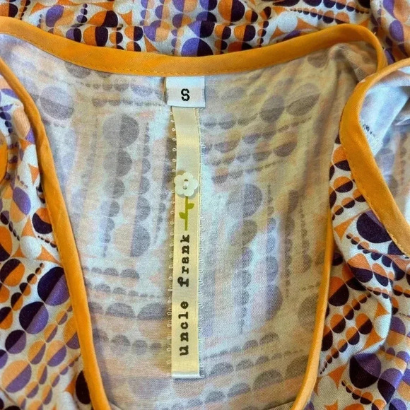 Uncle Frank Women's Size Small Dress Blue Multi Color Circles Artsy Belt Modern - Picture 6 of 10